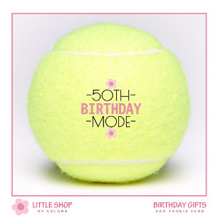 50th Birthday Mode Pink Floral Personalised Tennis Balls