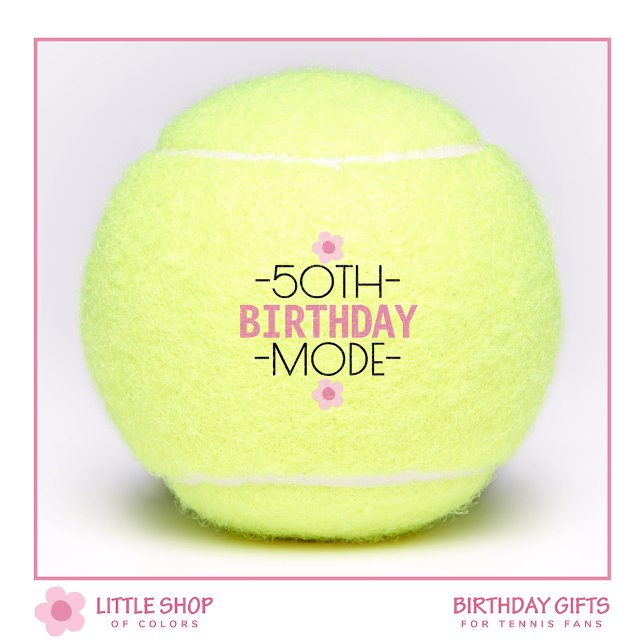 50th Birthday Mode Pink Floral Personalised Tennis Balls (Creator Uploaded)