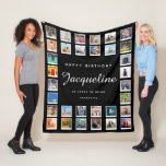 50th Birthday Modern Chic Photo Collage Black Fleece Blanket<br><div class="desc">Personalised gift fleece blanket with 32 photos of your choice. A wonderful gift idea for that unique person. TOP TIP: If you Pre-crop your photos into a square shape before you upload them you have control of how they look. No problem if you can't do this as the design will...</div>