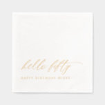 50th Birthday Modern Elegant Gold Hello Fifty Foil Napkins<br><div class="desc">Honor fifty amazing years with these “hello 50” birthday party napkins. Featuring a stylish script and a minimalist design, they offer an elegant and modern way to celebrate a 50th birthday. The simple layout keeps the look clean while the gold accent adds a timeless touch. Perfect for milestone birthday gatherings...</div>