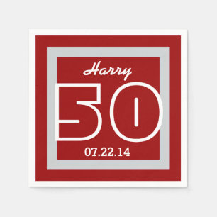 50th Birthday Modern Geometric V07 MAROON Napkin