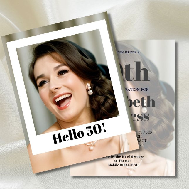 50TH Birthday Modern Photo Surprise Invitation (Creator Uploaded)