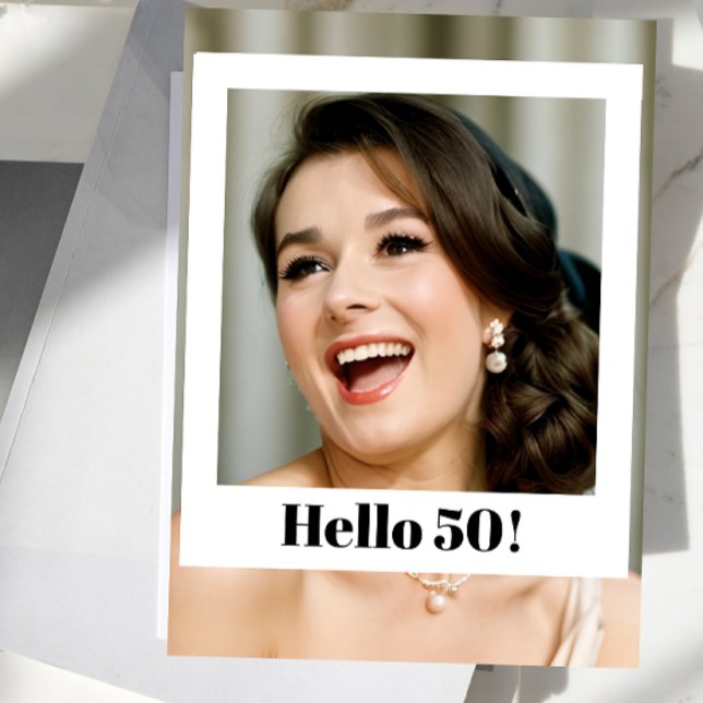 50TH Birthday Modern Photo Surprise Postcard (Creator Uploaded)