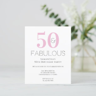 50th Birthday Modern Pink Budget Party Invitation