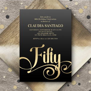 50th Birthday Modern Script Invitation