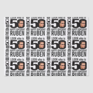 50th birthday mono look 50 custom photo and name tissue paper