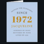 50th Birthday Name 1972 Blue Elegant Chic<br><div class="desc">A personalised elegant birthday card that is easy to customise for that special occasion.</div>