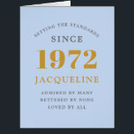 50th Birthday Name 1972 Blue Elegant Chic<br><div class="desc">A personalised elegant birthday card that is easy to customise for that special occasion.</div>