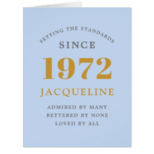 50th Birthday Name 1972 Blue Elegant Chic