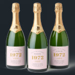 50th Birthday Name 1972 Pink Grey Elegant Chic Sparkling Wine Label<br><div class="desc">A personalised elegant sparkling wine label that is easy to customise for that special occasion.</div>