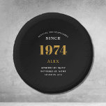 50th Birthday Name 1974 Black Gold Elegant Chic<br><div class="desc">1974 Setting The Standards Paper Bowls: 50th Birthday Customisable Black Gold Elegant Chic Dining Ware. Celebrate a momentous milestone with our fully customisable 1974 Setting The Standards Paper Bowls. Embellished with an elegant black and gold design, these bowls add a luxe touch to the celebration. Ideal for snacks, dessert or...</div>