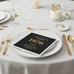 50th Birthday Name 1976 Black Gold Elegant Chic Napkin<br><div class="desc">Premium 50th Birthday Black and Gold Personalised Paper Napkins - Celebration Elegance. Celebrate a milestone birthday in style with our chic, premium-quality, 50th Birthday Paper Napkins. Exquisitely designed with a striking black and gold colour scheme, these napkins add a touch of luxury and sophistication to any 50th birthday bash. Express...</div>
