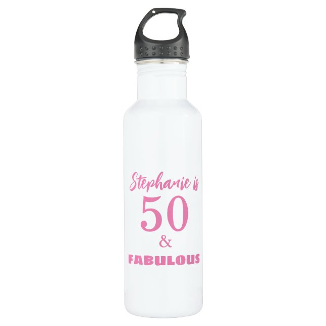 50th Birthday Name Monogram Gift Party Favour 710 Ml Water Bottle (Front)