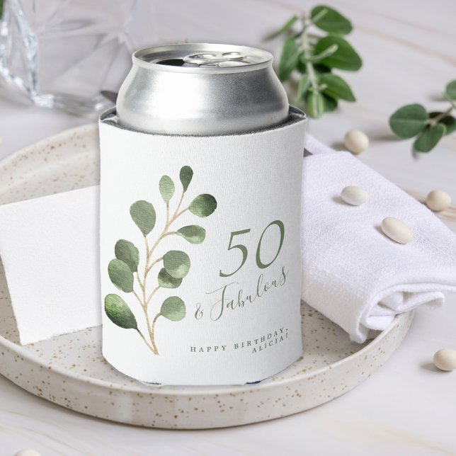 50th birthday name personalised elegant  can cooler (Creator Uploaded)