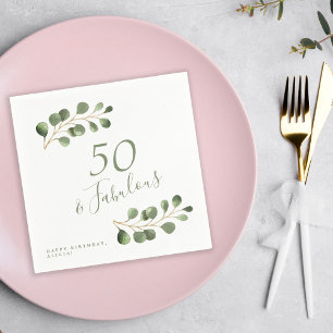 50th birthday name personalised elegant  napkin