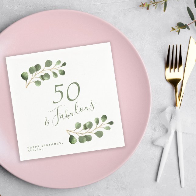 50th birthday name personalised elegant  napkin (Creator Uploaded)