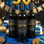 50th Birthday Name Year  Black Gold Elegant Chic Wine Label<br><div class="desc">Vintage 50th Birthday Black & Gold Elegant Wine Label. Celebrate your milestone with our exclusive Vintage 50th birthday wine label. The meticulously designed label with stunning black and gold hues effortlessly enhances the visual appeal of your favourite wine. The year, prominently featured on the label, adds a nostalgic throwback to...</div>