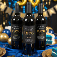 50th Birthday Name Year Black Gold Elegant Chic