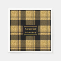 50th Birthday Napkins Black Gold Custom Keepsake