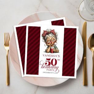 50th Birthday Napkins Funny Old Lady Quirky Design