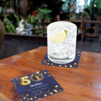 50th birthday navy blue gold stars photo
