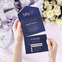 50th Birthday navy blue silver rsvp