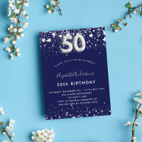 50th birthday navy blue silver stars luxury