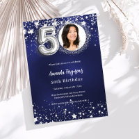 50th birthday navy blue silver stars photo