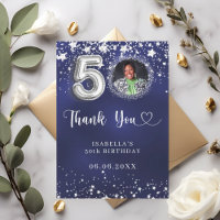 50th birthday navy blue silver stars photo