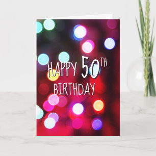 50th Birthday Neon Party Lights Card