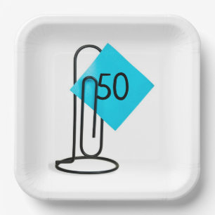 50th Birthday Note On a Paper Clip Plate