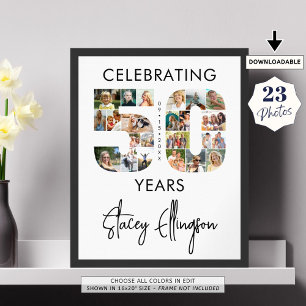 50th Birthday Number 50 23 Photo Collage Poster