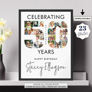 50th Birthday Number 50 23 Photo Collage Poster