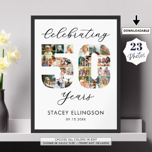 50th Birthday Number 50 23 Photo Collage Poster