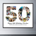 50th Birthday Number 50 Photo Collage Anniversary<br><div class="desc">Mark fifty years of wonderful memories and adventures with this captivating 50th Birthday Number Photo Collage. This customisable template is the perfect blend of creativity and sentiment, allowing you to create a truly memorable gift for your loved one's special day. Capture the essence of ten incredible years in a single...</div>