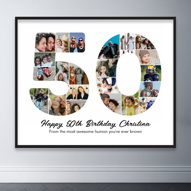 50th Birthday Number 50 Photo Collage Anniversary Poster (50th birthday number 50 photo collage)