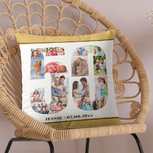 50th Birthday Number 50 Photo Collage Neutral Cushion