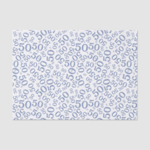 50th Birthday Number Pattern Blue and White Tissue Paper