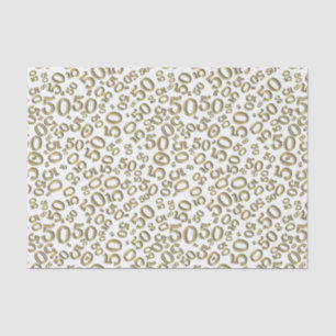 50th Birthday Number Pattern Gold and White Tissue Paper