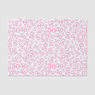 50th Birthday Number Pattern Pink and White Tissue Paper