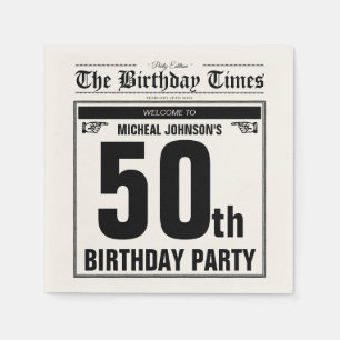 50th Birthday Old Newspaper Vintage Funny Custom Napkin