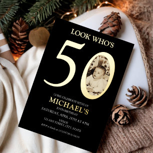 50th Birthday Old Photo Gold