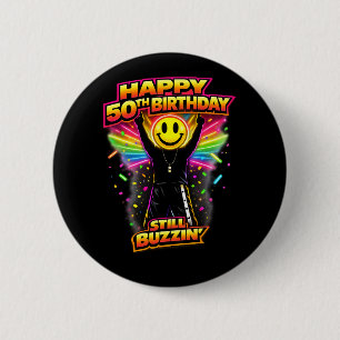 50th Birthday old skool raver Scottish rave scene  6 Cm Round Badge