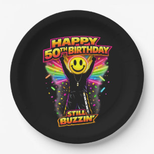 50th Birthday old skool raver Scottish rave scene Paper Plate