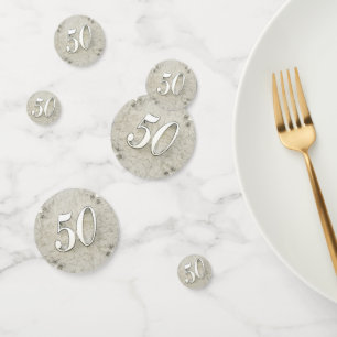 50th Birthday or Anniversary Regal Silver Marble Confetti