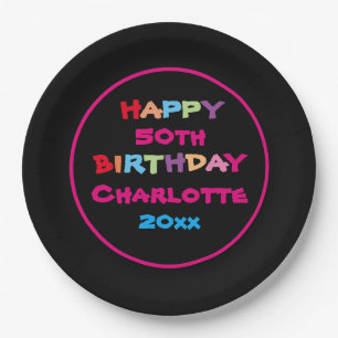 50th Birthday Or Any Age Personalised Name Year Paper Plate