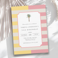50th Birthday Palm Beach Pastel Stripe Tropical