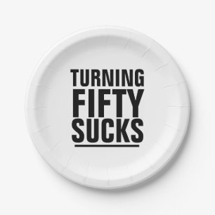 50TH BIRTHDAY PAPER PLATES, TURNING 50 SUCKS PLATE
