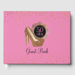 50th Birthday Party 50 & Fabulous Pink Gold Guest Book