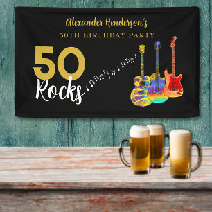 50th Birthday Party 50 Rocks Personalised Banner